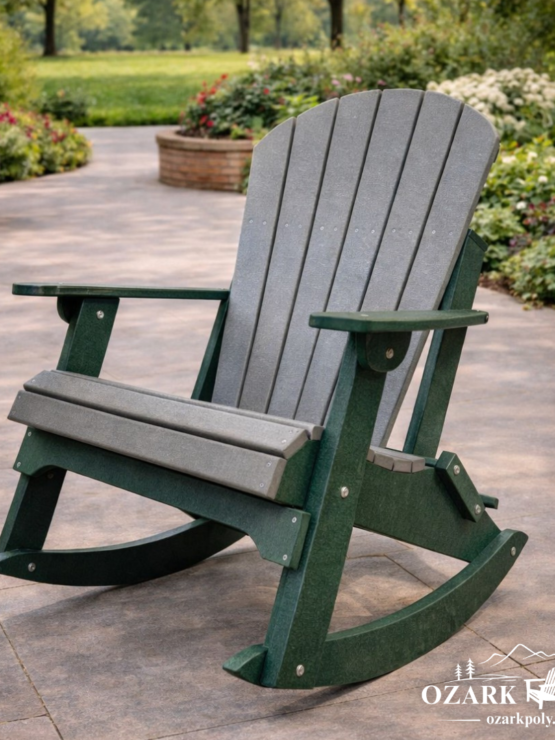 Adirondack Rocking Chair (Slate on Woodland Green )