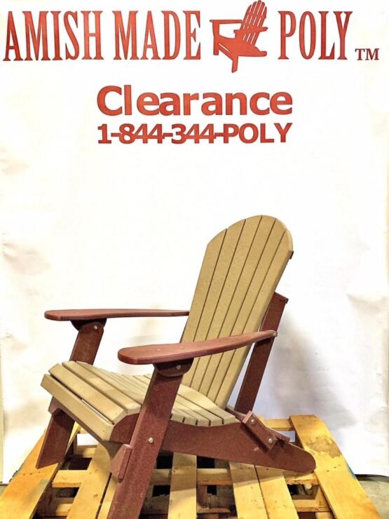 Amish Made Folding Poly Adirondack Chair - Weatherwood on Cherry, Clearance