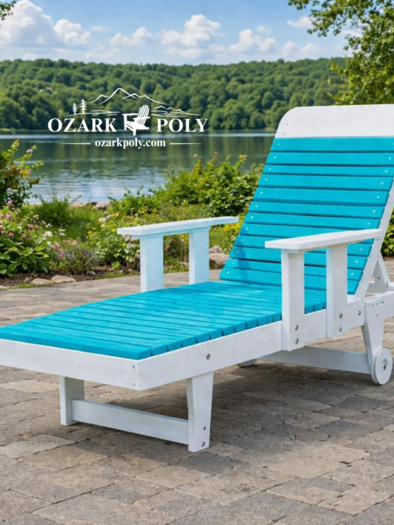 Poly Flat Chaise Lounge Beach Chair with Arms
