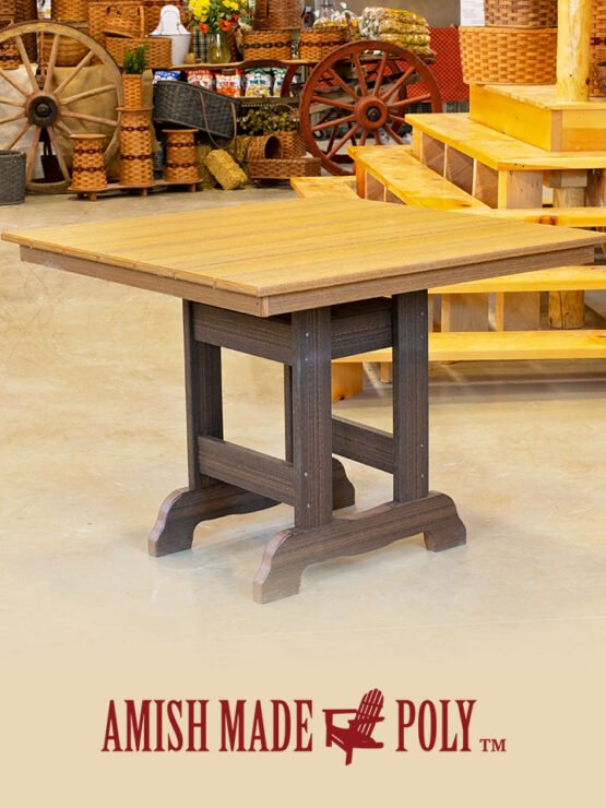 Amish Made Poly English Square Dining Height Table Antique Mahogany on Brazilian Walnut