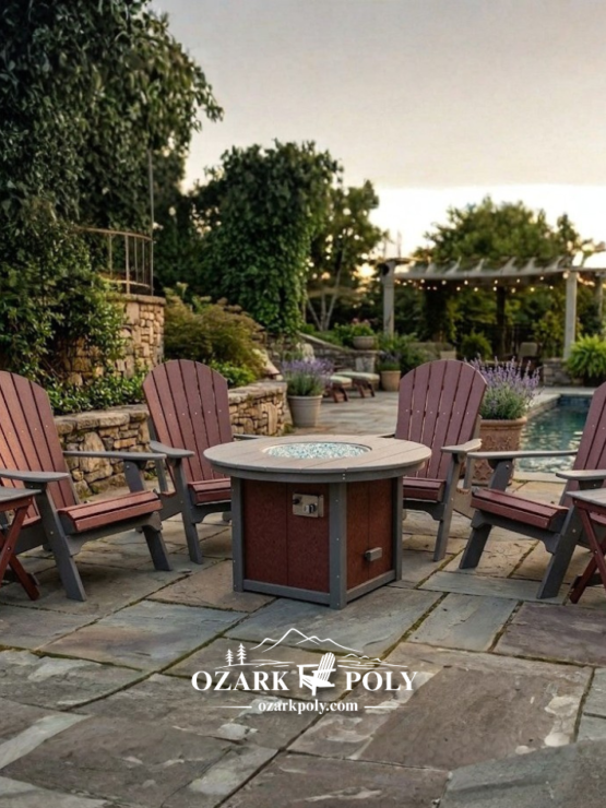 Poly Round Fire Table & Chair Set