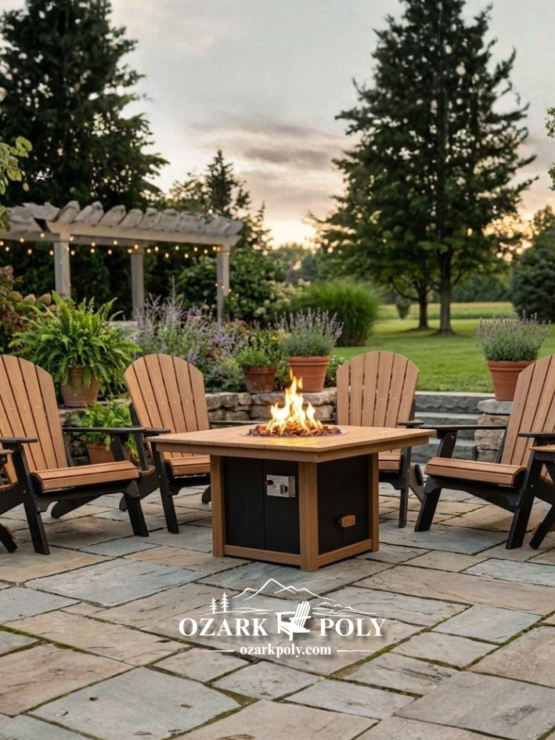 Poly Square Fire Table & Chair Set