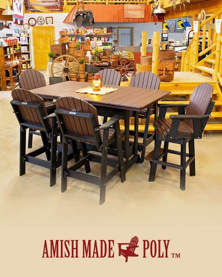 Amish Made Poly 6' Bar Height Table & Chair Set